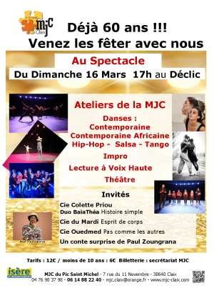 spectacle 60 ans de la MJC dimanche 16 mars