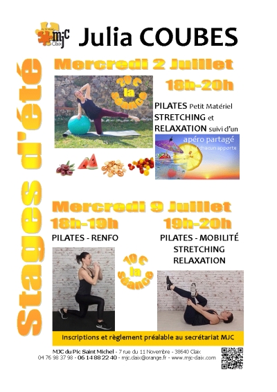 Stages avec Julia Coubès 2 &amp; 9 juillet