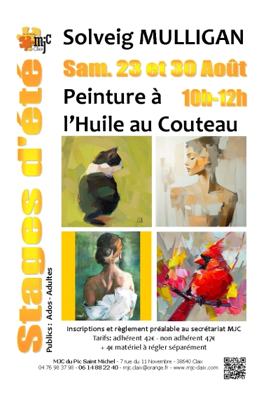 Stage Peinture à l&#039;huile au couteau  23 &amp; 30 août