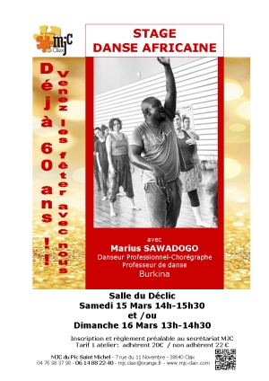 stage danse africaine 15&amp;16 mars Marius Sawadogo