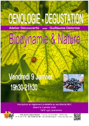 9 janvier atelier dégustation : Biodynamie- Nature