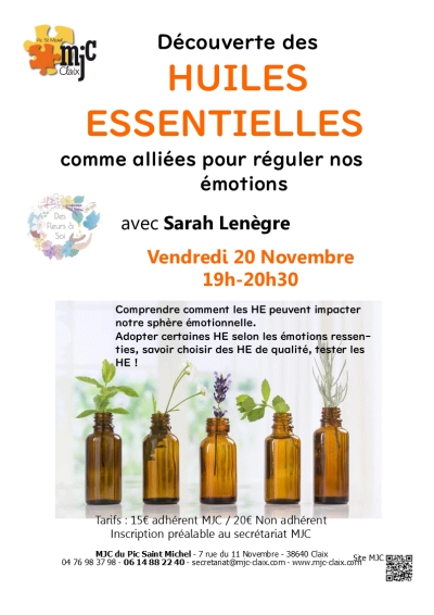 Découvertes des Huiles Essentielles 20 Novembre